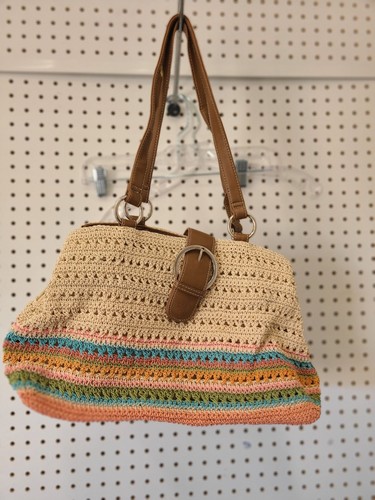 Woven straw shoulder bag - woven,